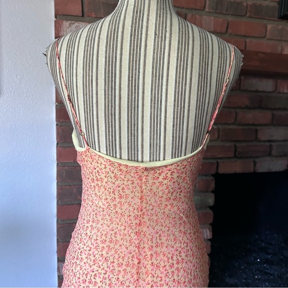 VTG Betsey Johnson Peach Floral Print Beaded Hem Sleeveless Dress Sz 8 PETITE - Picture 7 of 15